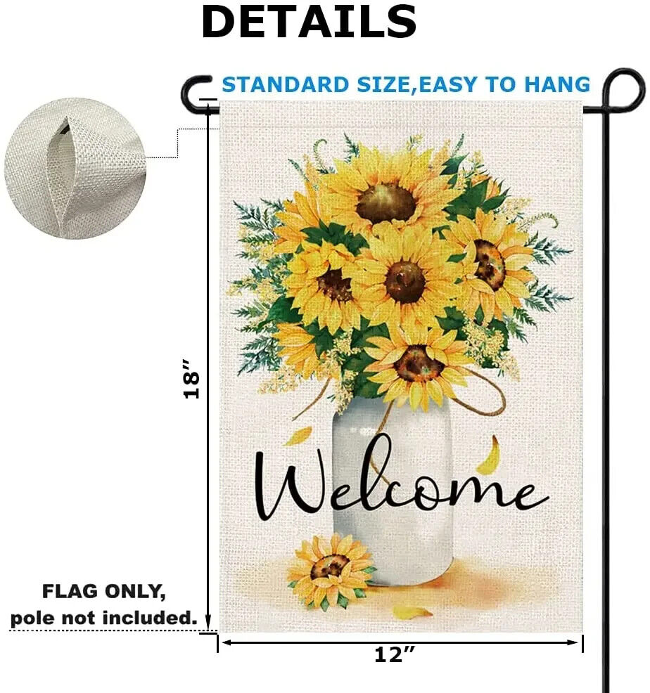 Beautiful Sunflowers Welcome Garden Flag Double Sided 12" x 18" NEW! Home & Garden:Yard, Garden & Outdoor Living:Décor:Flags Cozy Home Treasures